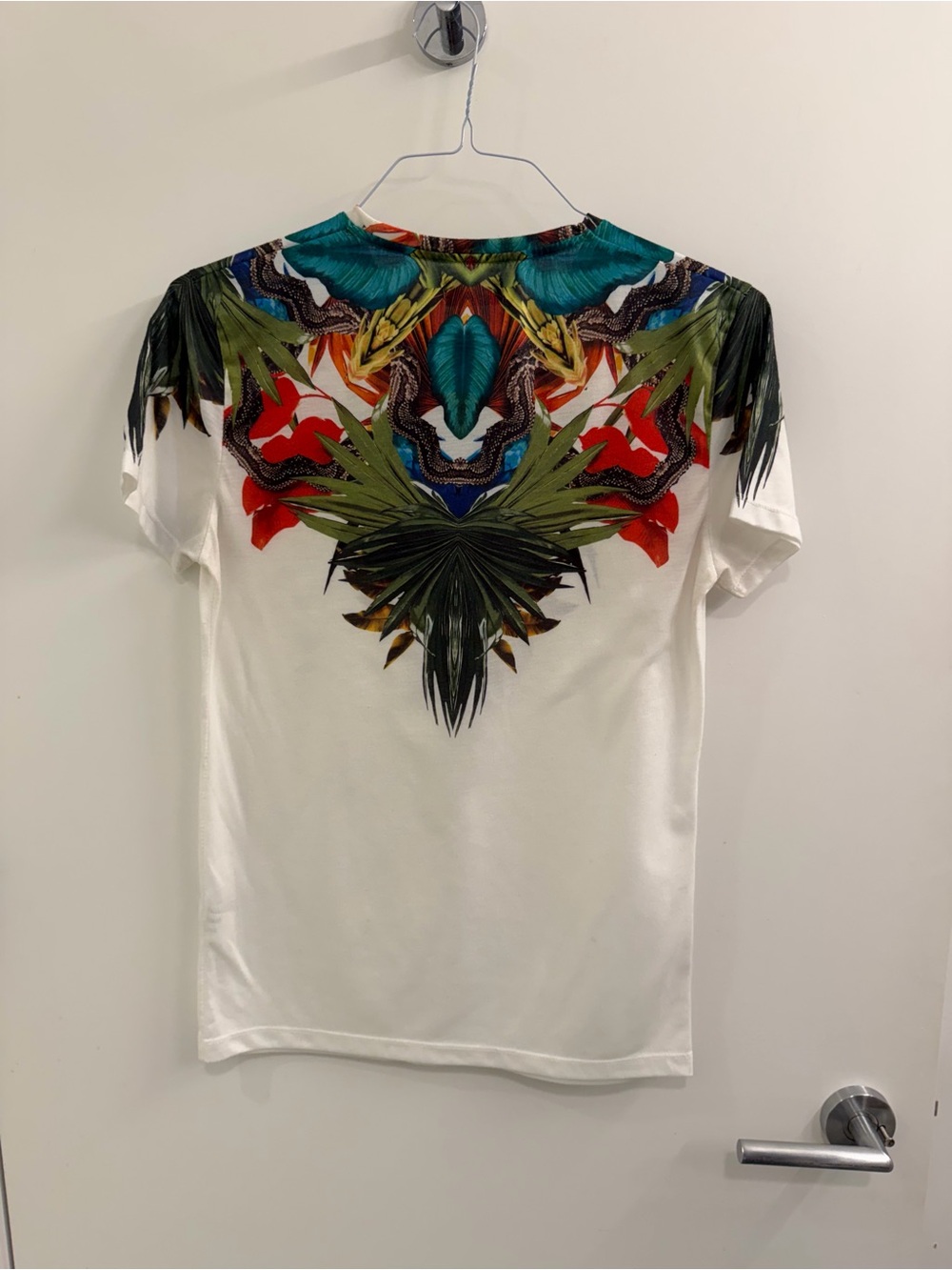 Zara White Tropical Neckline Graphic Tee with Green & Red Accents - Picture 2 of 2